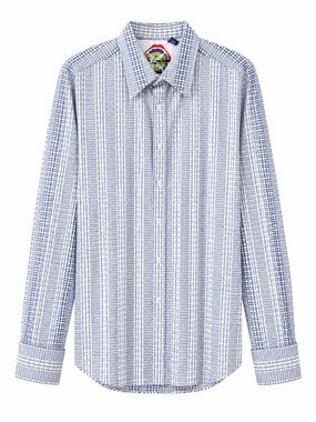 Robert Graham Blue Geometric Flip Cuff Button Shirt 2XL